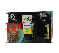 13 X Sheba Delicatezze In Gelatina Carne 4 Buste Da 85 Grammi ( Anatra - Pollo