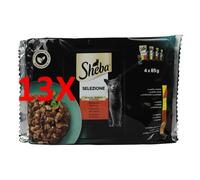 13 X Sheba Selezione Gustosa In Salsa Di Carne 4 Buste Da 85 Grammi (pollo&manz