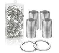 130 anelli portachiavi in acciaio inox, diametro 25 mm, con scatola di plastica, anello portachiavi grande, per organizzare chiavi di casa e accessori fai da te