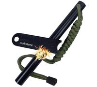 130 mm x 13 mm, acciarino con paracord + raschietto per esterni (verde militare)