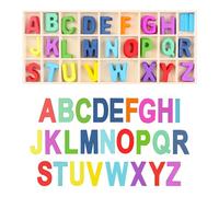 130 Pezzi (5 Set) Lettere Alfabeto in Legno, Lettere in Legno Piccole, Set da 26 Lettere con Vassoio Portaoggetti, Adatto per DIY, Esposizione di Matrimoni, Decorazioni per la Casa (Colore)
