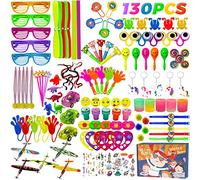 130 Pezzi Giocattoli Gadget Festa Compleanno, Pinata Assortiti Regalo Bambini,Party Oggetti Accessori Set con Confezione Regalo Include Tatuaggi, Portachiavi, Serpenti Finti,per Halloween Natale