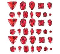 130 Pezzi Strass Artigli di Vetro Rossi, Decorazioni Cucite | Gonne e Capi, Assortimento Multi Forma, Texture Glitterata Tridimensionale, per Feste e Nozze