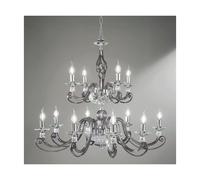 1306 LAMPADARIO CLASSICO A CANDELABRO 12 LUCI VETRO SOFFIATO E CRISTALLO 5 FINITURE