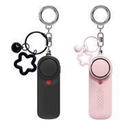 130dB Personal Safety Alarm for Women, Keychain Emergency Alarm with Ultra-Bright Strobe Light, Pull Pin Siren and Carabiner Clip for Walking, Travel, Campus and Outdoor Safety，Black+Pink