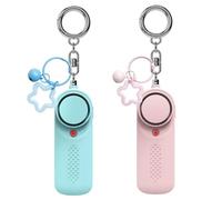 130dB Personal Safety Alarm for Women, Keychain Emergency Alarm with Ultra-Bright Strobe Light, Pull Pin Siren and Carabiner Clip for Walking, Travel, Campus and Outdoor Safety，Blue+Pink