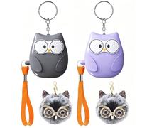 130dB Personal Safety Alarm Keychain for Women, Cute Owl Emergency Alarm with LED Light, Pull Pin Siren and Lanyard for Walking, Travel, Campus and Everyday Safety，Black+Purple
