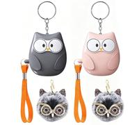 130dB Personal Safety Alarm Keychain for Women, Cute Owl Emergency Alarm with LED Light, Pull Pin Siren and Lanyard for Walking, Travel, Campus and Everyday Safety，Black+Pink