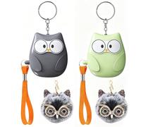 130dB Personal Safety Alarm Keychain for Women, Cute Owl Emergency Alarm with LED Light, Pull Pin Siren and Lanyard for Walking, Travel, Campus and Everyday Safety，Black+Green