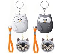 130dB Personal Safety Alarm Keychain for Women, Cute Owl Emergency Alarm with LED Light, Pull Pin Siren and Lanyard for Walking, Travel, Campus and Everyday Safety，White+Black