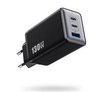 130W Caricatore USB C Rapido, 3 Porte GaN Ⅳ Alimentatore USB, 65W Presa USB Multiplo PD PPS QC Caricabatterie USB C da Muro per MacBook Pro/Air, Dell XPS, iPhone 17/16/15, iPad Pro, Galaxy, Pixel-Nero