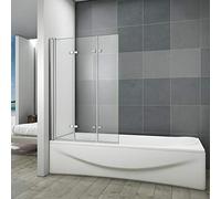 130x140 cm Sopravasca Parete Per Vasca Pieghevole a Libro Vetro 6 mm Temperato Trasparente Anticalcare Da 3 Antine