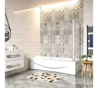 130x140cm Parete Doccia Sopravasca Angolare 3 Ante Pieghevoli con Parete Laterale 70cm Vetro Temperato 6mm Trasparente Anticalcare Cromato Lucido