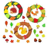 131 Pezzi Set Fai Da Te in Feltro Ghirlande, Ghirlanda Autunnale Artigianale, DIY per Decorazione Festa di Rigraziamento con Scoiattolo Volpe Riccio, Feltro Adesivi per Ringraziamento Autunnale