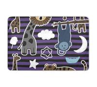 132 cm di lunghezza x 86 cm di larghezza, divertenti giraffe, scimmie, strisce nere e viola, extra large, riutilizzabili, per bambini, morbidi e assorbenti, per letto per bambini, per bagnare il letto
