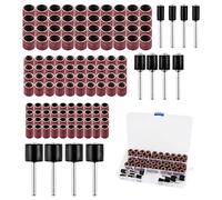 132 Pezzi Set Levigatura Professionale | 120 Cilindri Abrasivi + 12 Mandrini del Tamburo per Dremel Rotary Tool | Grana 60-240 per Legno, Metallo e Plastica | Scatola Organizzatrice Inclusa