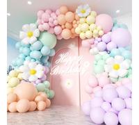 133 pezzi Kit ghirlanda di palloncini con margherite pastello, kit arco di palloncini macaron pastello con palloncini a forma di margherita per decorazioni di feste a tema floreale di margherite per c