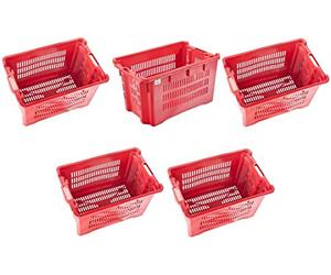 13358_ ****** CASSETTA OLIVE UVA IMPILABILE PLASTICA TRAFORATA 1 PZ 52 X 35 H 31 COLORI MISTI ROSSA OPPURE VERDE