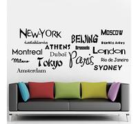 135*50cm New York Pechino Mosca Parigi Londra Sydney Tokyo Montreal Dubai casa decalcomanie vinly paesi nome vinile decalcomanie casa arte decorazione Adesivi pareti sticker da muroAdesivi Decorativi