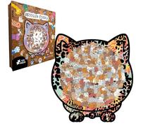 135 pezzi colorato Cat Shaped Wooden Jigsaw Puzzle with Sheet Metal Frame, Cats Shaped Wooden Puzzle, for Family, Friend, Animal Lover, Challenge, Play