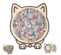 135-Piece Cat Shaped Wooden Jigsaw Puzzle, 135-Piece Colored Cat Shaped Wooden Jigsaw Puzzle, Unique Animal Shape Woodens for Cats Lovers, Home Decor (#C)