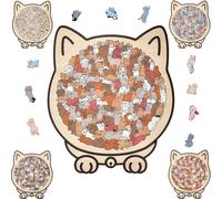 135-Piece Cat Shaped Wooden Jigsaw Puzzle, 135-Piece Morandy-Colored Cat Shaped Wooden Jigsaw Puzzle, Detailed Cat-Themed Pieces, Challenging Irregular Jigsaws with Frame, for Cats Lovers (#B)