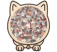 135-Piece Cat Shaped Wooden Jigsaw Puzzle,Wooden Cat Shaped Puzzle for Adults,Creative Gifts for Cats Lovers,Home Decor & Gift,Cute Animal Decorative. (yellow)