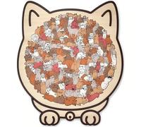 135-Piece Cat Shaped Wooden Jigsaw Puzzle,Wooden Cat Shaped Puzzle for Adults,Creative Gifts for Cats Lovers,Home Decor & Gift,Cute Animal Decorative. (red)