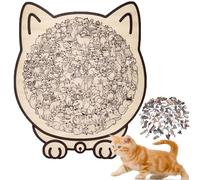 135-Piece Colored Cat Shaped Wooden Jigsaw Puzzle, Cat Shaped Wooden Puzzle, Unique Animal Shape Wood puzzle for Lovers and Cats Lovers (1pcs-d)