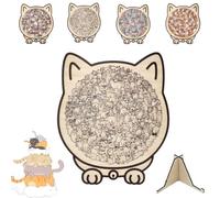 135-Piece Colored Cat Shaped Wooden Jigsaw Puzzle,Cute Cats Shaped Wooden Puzzle with Acrylic Cover,Challenging Irregular Jigsaw with Cat-Shaped Frame,Creative Puzzles Home Decor (D)