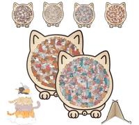 135-Piece Colored Cat Shaped Wooden Jigsaw Puzzle,Cute Cats Shaped Wooden Puzzle with Acrylic Cover,Challenging Irregular Jigsaw with Cat-Shaped Frame,Creative Puzzles Home Decor (2E)