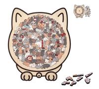135-Piece Colored Cat Shaped Wooden Jigsaw Puzzle, New Cat Shaped Puzzle Pieces Game, Challenging Irregular Jigsaw with Frame, Thinking Toys and Home Decor for Pet Lovers (C#)