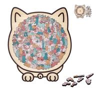 135-Piece Colored Cat Shaped Wooden Jigsaw Puzzle, New Cat Shaped Puzzle Pieces Game, Challenging Irregular Jigsaw with Frame, Thinking Toys and Home Decor for Pet Lovers (B#)