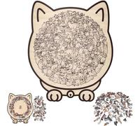 135-Piece Colored Cat Shaped Wooden Jigsaw Puzzle, Puzzle a Forma di Gatto Legno, Un Regalo Creativo per Gli Amanti dei Gatti e Un Perfetto Elemento d'Arredo (D)