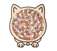 135-Piece Colored Cat Shaped Wooden Jigsaw Puzzle - Wood | Cat Shaped Wooden Jigsaw | Framed by Adorable Cats Outline Puzzles, Creative Puzzle for Çat Lovers, Home
