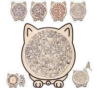 135-Piece Mailard/Macaron/Wooden/Morandi-Colored Cat Shaped Wooden Jigsaw Puzzle for Adults, Puzzle gatto decorativo con cornice e copertura acrilica.(#B)