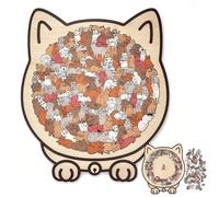 135-Piece Morandi Cat Shaped Wooden Jigsaw Puzzle, Unique Cat Shaped Puzzle Outline (#1)
