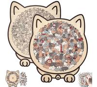 135-Piece Morandi Cat Shaped Wooden Jigsaw Puzzle with Cat Shaped Puzzle Pieces and Cat Outline Frame, a Challenging Irregular Jigsaw for Adults, Home Decor or as a Gift (Mixed#4)