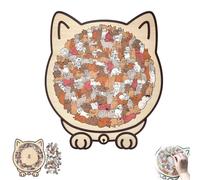 135-Piece Morandi Cat Shaped Wooden Jigsaw Puzzle with Cat Shaped Puzzle Pieces and Cat Outline Frame, a Challenging Irregular Jigsaw for Adults, Home Decor or as a Gift (#3)