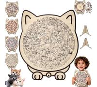 135-Piece Morandi-Colored Cat Shaped Wooden,Cats Shaped Wooden Puzzle,Detailed Cat-Themed Pieces,Unique Animal Shape Wood Puzzle with Adorable Cats Outlines Framed and Acrylic Cover (D 1PCS)