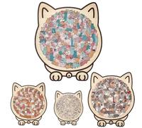 135-Piece Morandi-Colored Cat Shaped Wooden Jigsaw Puzzle cat shaped wooden jigsaw puzzle for Adults Creative Stress Relief Thinking Toy Cats Lovers or Puzzle Fans Home Decor (Macaron colors)