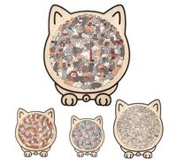 135-Piece Morandi-Colored Cat Shaped Wooden Jigsaw Puzzle cat shaped wooden jigsaw puzzle for Adults Creative Stress Relief Thinking Toy Cats Lovers or Puzzle Fans Home Decor (Morandi colors)