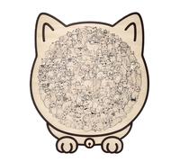 135-Piece Morandi-Colored Cat Shaped Wooden Jigsaw Puzzle, Cute Wooden Cat Shaped Puzzle Pieces with Adorable Feline Designs, Relaxing Art Gift & Home Decor for Cat Lovers (Wood color)