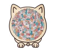 135-Piece Morandi-Colored Cat Shaped Wooden Jigsaw Puzzles for Adults, Unique Cats Wooden Puzzle, Cat Puzzle for Home Decor & Family Activity (DD)