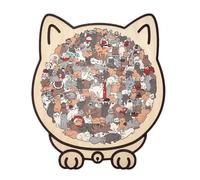 135-Piece Morandi-Colored Cat Shaped Wooden Jigsaw Puzzles for Adults, Unique Cats Wooden Puzzle, Cat Puzzle for Home Decor & Family Activity (BB)