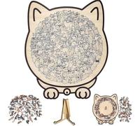 135-Piece Morandis-Colored Cat Shaped Wooden Jigsaw Puzzle, Cats Shaped Wooden Puzzle, Unique Animal Shape Wood Puzzles