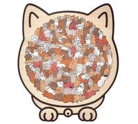 135-Piece Morandis-Colored Cat Shaped Wooden Jigsaw Puzzle, Detailed Cat-Themed Pieces, Funny Decorative Cats Shaped’s Puzzles, for Cats Lovers and Puzzle Enthusiasts (#B)