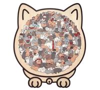 135-Piece Morandis-Colored Cat Shaped Wooden Jigsaw Puzzle, Detailed Cat-Themed Pieces, Funny Decorative Cats Shaped’s Puzzles, for Cats Lovers and Puzzle Enthusiasts (#C)