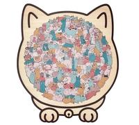 135-Piece Morandis-Colored Cat Shaped Wooden Jigsaw Puzzle, Detailed Cat-Themed Pieces, Funny Decorative Cats Shaped’s Puzzles, for Cats Lovers and Puzzle Enthusiasts (#A)