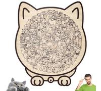 135-Piece Morandis-Colored Cat Shaped Wooden Jigsaw Puzzles, Unique Cute Animal Cat-Shaped Puzzle Decor, Wooden Cat-Puzzles for Challenging Puzzle Fans (Wood)